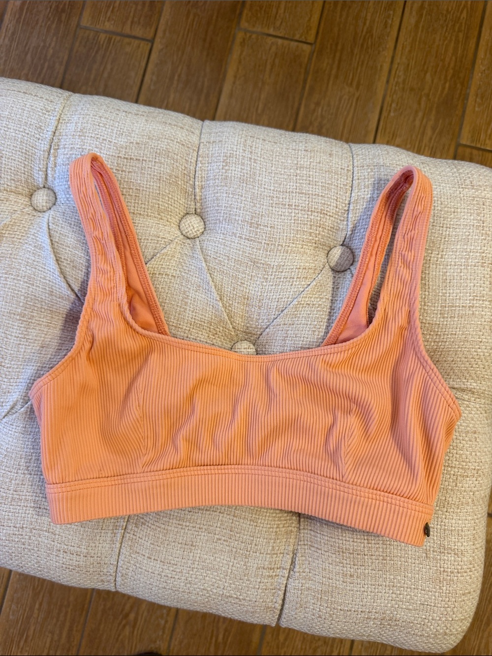 Roxy Ribbed Scoop Sports Bralette in Coral Peach